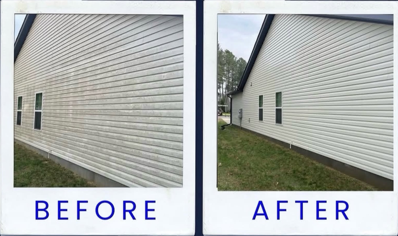 Before and after house siding pressure washing results
